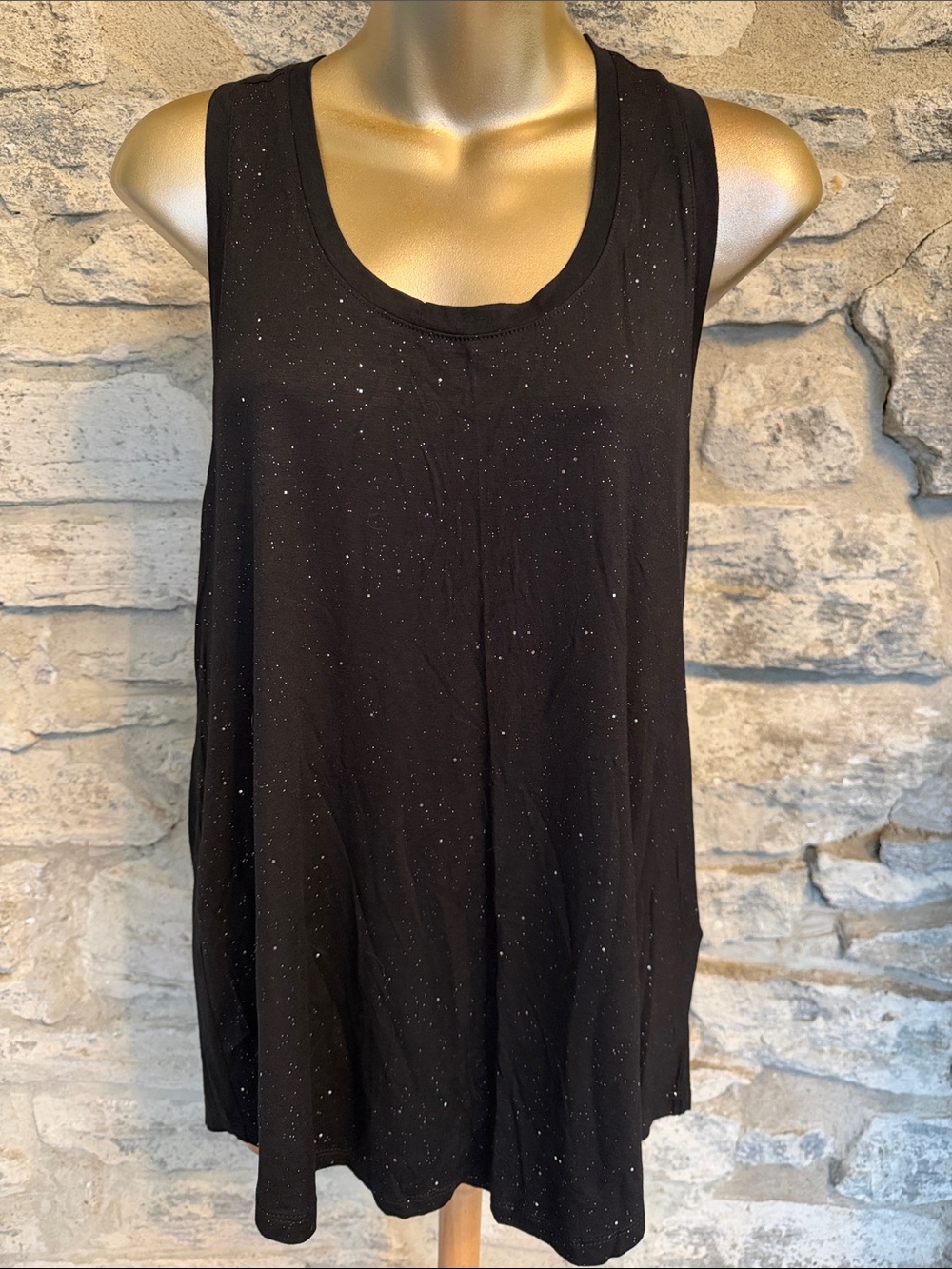 Black Sparkle Scoop Neck Tank Top